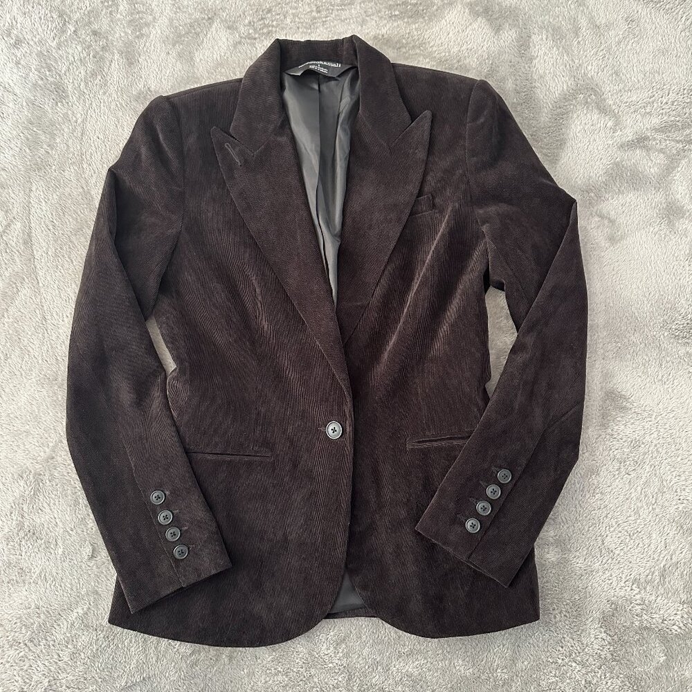 Norma Kamali Black Corduroy Blazer Fitted Size 6